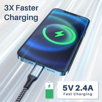 RAVIAD iPhone Charger Cable 4ft/1.2m [MFi Certified] Lightning Cable Nylon Braided Charger Lead Fast Charging Compatible with iPhone 14 13 12 11 Pro Max Xs X XR 8 7 6s 6 SE 5 5s 5c - Gray
