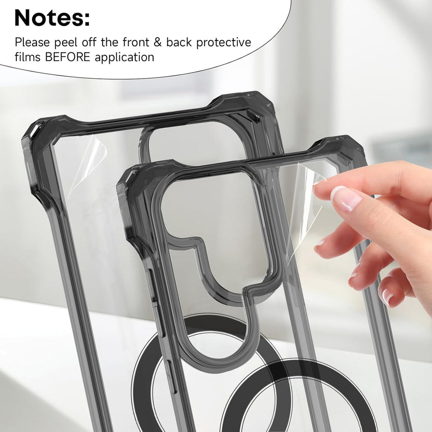 CAROKI Crossbody Lanyard Case for Samsung S25 Ultra,Ultra Clear Hard Back Magnetic Case Compatible with MagSafe Bumper with Strap Adjustable Neck Cord Cover for Samsung S25 Ultra-Black