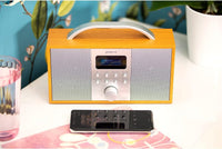 Groov-e Boston Wooden DAB & FM Digital Radio - Built-In Alarm Clock, Dynamic Range Control & Bluetooth Connectivity - LCD Display - Mains or Battery Operated - Portable Radio - 40 Preset Stations