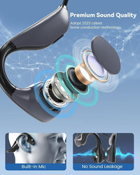 Monodeal Bone Conduction Headphones, Bluetooth 5.3 Open Ear Headphones, running headphones IP67 Waterproof Wireless Sports for Runners, Cycling, Hiking