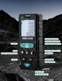 Laser Measure 50M/165ft,RockSeed Digital Laser Distance Meter with 2 Bubble Levels,Portable Laser Rangefinder M/in/Ft Unit Switching Backlit LCD and Measuring Distance/Area/Volume/Pythagorean