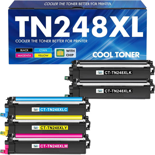TN248XL TN248 TN-248XL MFC-L3740CDWE Toner: 5 Pack Compatible for Brother HL-L3220CWE MFC-L8390CDW DCP-L3520CDW TN-248 HL-L3240CDW TN 248XL TN-248CMYK MFC-L3760CDW DCP-L3560CDW MFC-L3740CDW Cartridge