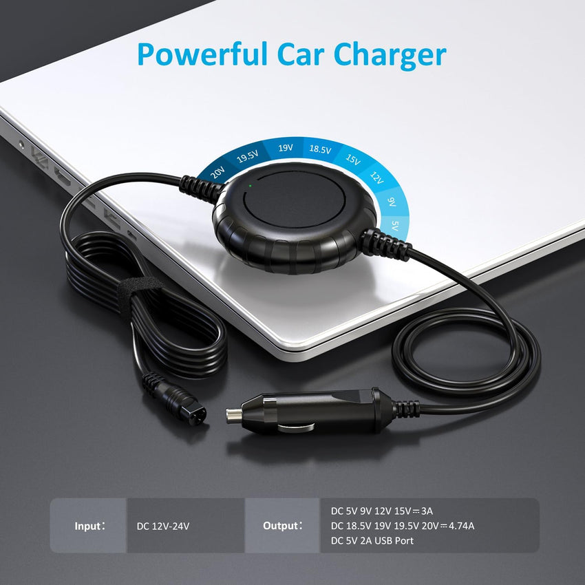 Zolt Universal Laptop Car Charger, Laptop Power Supply Adapter for Lenovo HP Dell Asus Acer Toshiba Samsung Sony with 5V 2A USB Port, USB C DC Adapter, 100W Max.
