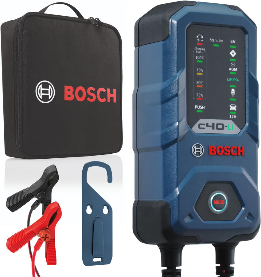 Bosch C40-Li Battery Charger 5A Trickle For 6/12V Lead-acid & LiFePO4 UK Plug