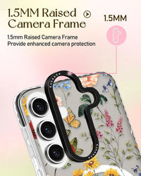 Kokaade for Samsung Galaxy S24 FE Case for Women Girls - Cute Kawaii Retro Flower Design Compatible with Magsafe for Magnetic Ring Holder Stand Phone Cover Girly TPU Funda for Samsung Galaxy S24 FE