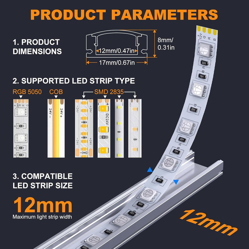 LED Aluminum Channel U Shape, 20 Pack LED Strip Diffuser 3.3ft/1Meter LED Profile with Milky White Cover, End Cap and Mounting Clip Aluminum Extrusion 90 Degrees Connectors for LED Strip Lights