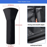ANSTROUT 420D Patio Heater Cover, Waterproof with Zipper, Outdoor Propane Heater Cover for Any Season, Large Size: 89âH x 33âDx19âB (Black)
