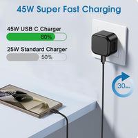 2Pack 45W Super Fast Charger for Samsung Galaxy S26 Ultra/S25 Plus/S23 Ultra/S24 FE A57 A37 A56 5G A36 A54 A55 A25 A17 A53 A35 Z Fold 5 6 7 8 Dual USB C Charging Plug Phone Adaptor and USBC Cable
