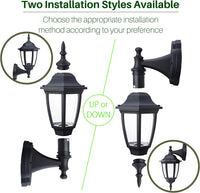 EBION Traditional Outdoor Wall Lantern, IP44 Waterproof Black 2 Pack