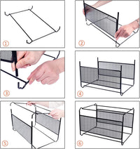 Hotyin Foolscap Suspension File Frame(39 x 28 x 24.8cm), Metal Suspension File Frame Organiser - Easy to Assemble - Hanging File Folder for Home Office Storage and Organization (Black)