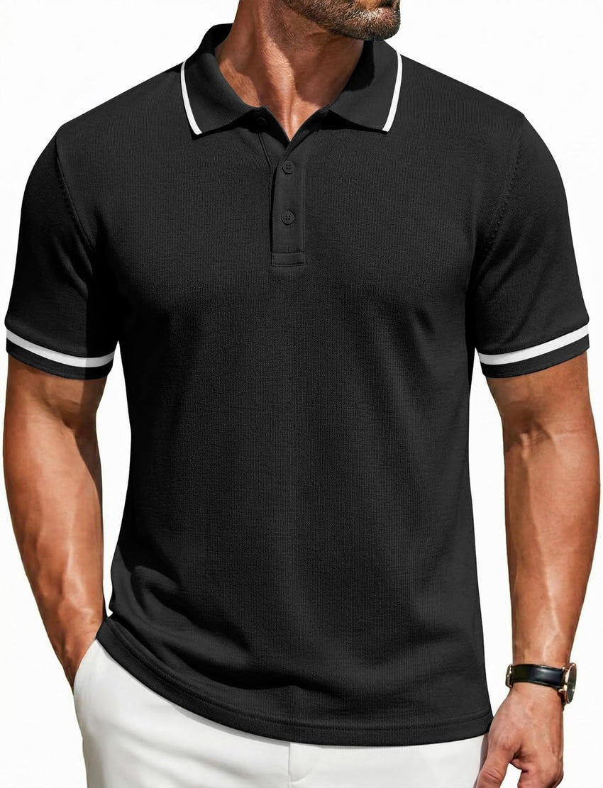 Men's Polo Shirt Short Sleeve Breathable Cotton Classic XL Beige