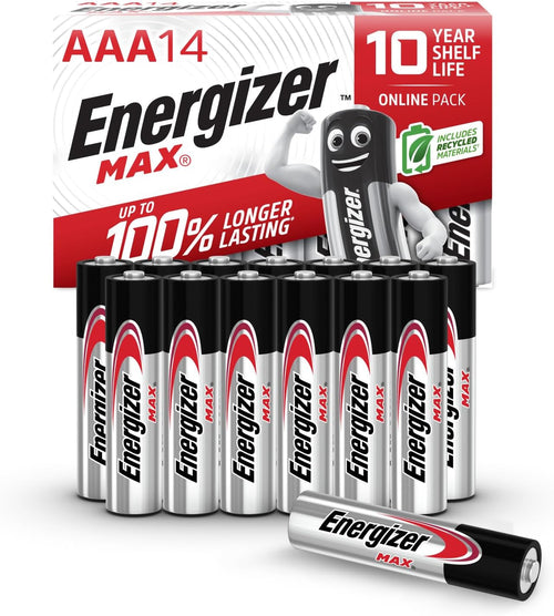 Energizer Max - AA + AAA Batteries (28 Combo Pack) - Double A and Triple A 1.5V Battery - Long Lasting Alkaline Power - 100% Recyclable Plastic Free Packaging - 10 Year Shelf Life [Amazon Exclusive]