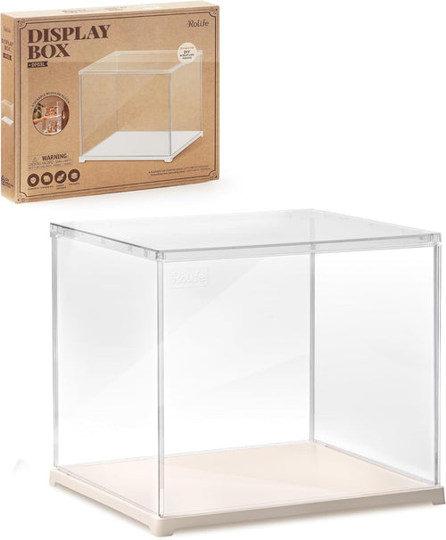 Rolife Acrylic Display Case 28.7 x 23.7 x 24.4 CM Dust Proof Clear Plastic Display Cabinet Cube Box Stackable for Minifigure Miniature House Model Kits Collectables Action Figures Storage DF03L