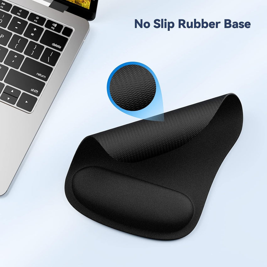 TECKNET 3 Pack Gaming Ergonomic Mouse Pad with Wrist Support Black | Soft Memory Foam, Fast Rebound, Pain Relief Waterproof Surface, Non-slip Base