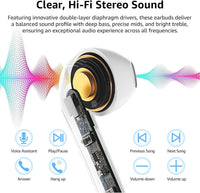 Wireless Earbuds, Bluetooth 5.4 with 50H Playtime, 6 ENC Noise Cancelling Microphone, HiFi Stereo Deep Bass Sound, IP7 Waterproof Ultra-Light In-Ear Headphones for Sports Running Gym