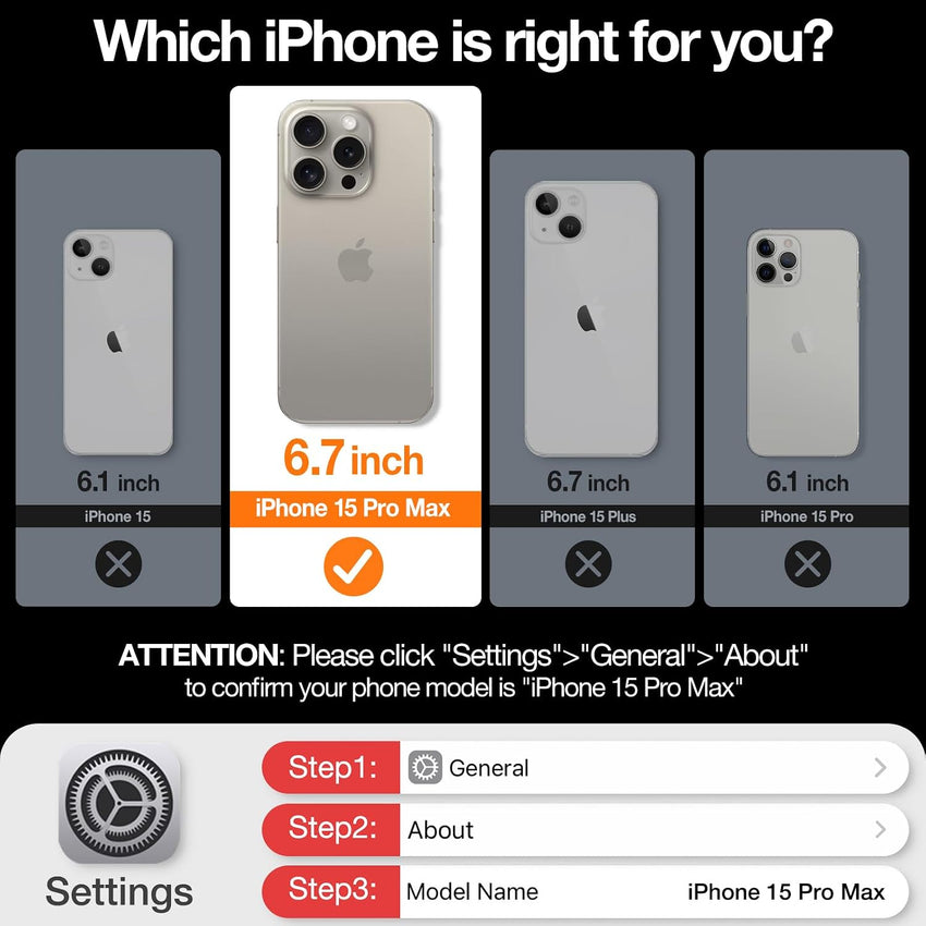 TORRAS [Invisible Titanium Stand for iPhone 15 Case [12FT Military Shockproof ] [TOP N56 Magnets] [20W Fast Charging] Truly Completely Flat & Slim Case iPhone 15 Cover - Pstand Black