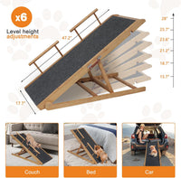 Height Adjustable Dog Ramp Portable Wooden Non-slip â 45cm