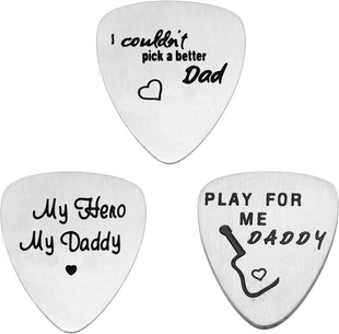 Stainless Steel Guitar Picks Pack of 3 Father's Day Gift