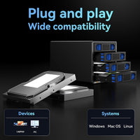 CENMATE 4 Bay Hard Drive Enclosure with Cooling Fan for 2.5/3.5" SATA HDD/SSD With USB A/C 3.0 Cable, 3.5 Hard Drive Enclosure with 80TB Capacity, Supports Hot Swappable(NO RAID/NAS)