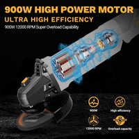Angle Grinder 900W 115 mm Corded with Long Handle Includes Cutting & Grinding Discs â Silver