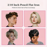 SAOSA Pencil 0.3 Inch Hair Straighteners, Small Straightener and Curler 2 in 1, Thin Ceramic Floating Plate Flat Iron for Women Short Hair, Pixie Cut and Bangs, Auto Shut Off(Rose Gold)