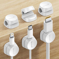 Lamicall [6 Pack] Spring Cable Holder Clips - No-residue Cord Cable Management, Wire Holder Organiser, Desk Tidy, Cable Keeper for USB, HDMI, Wall, PC, Car, Office, Home - White (8mm)