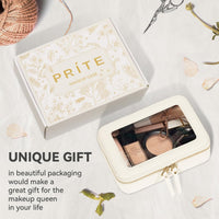 Prite Clear Makeup Bag with Gift Box Waterproof Cosmetic Case Travel Toiletry Bag Car Essentials with Double Zippers (Beige)
