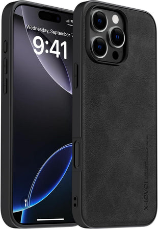 X-level Desighed for iPhone 16 Pro Max Case, Military Grade Drop Protection, Non - Slip Anti - Fingerprint Soft PU Leather Scratch-Resistant Back Shockproof Mobile Phone Case,