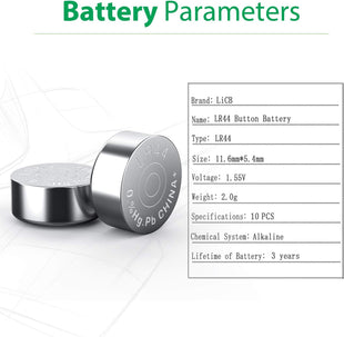 LiCB 10 PCS LR44 AG13 357 303 SR44 Battery 1.5V Button Coin Cell Batteries,Used in Many Small Electronics, Watch, Calculators, Toys