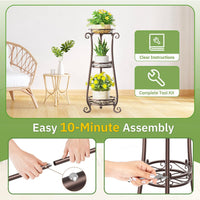 3-Tier Metal Plant Stand Tall Stable Flower Rack for Large Pots Bronze