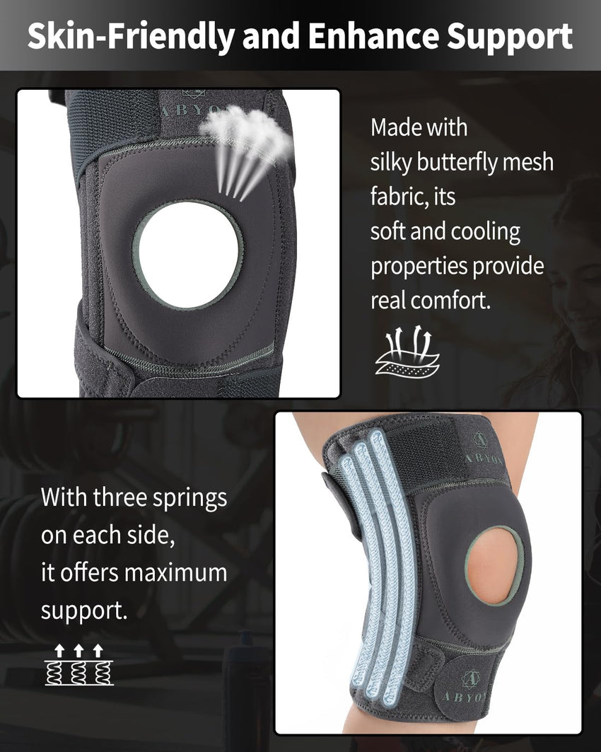 Knee Support Adjustable Brace with Non-Slip Strap for Pain Relief â Universal Size
