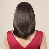 Testar Short Brown Bob Wigs with Curtain Bangs for White Women - Synthetic Wig for Daily Party Use