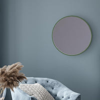 Home Selections Round Bobbin Wall Mirror, 20" (50 CM), Circle Deep Framed Wooden Beaded Mirror, Green
