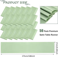 QeeFop Pack of 50 Sage Green Satin Sashes Wedding Chair Bow, Elastic Chair Sashes for Wedding Decoration, Birthday, Banquet, Party, Chair Decoration (Sage Green)