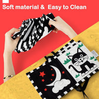 URMYWO Baby Toys 0-6 Months, Black and White Sensory Toys Brain Development, Tummy Time Toys, Soft Baby Book, Baby Essentials for Newborn 0-6-12 Months Montessori Toy Gifts