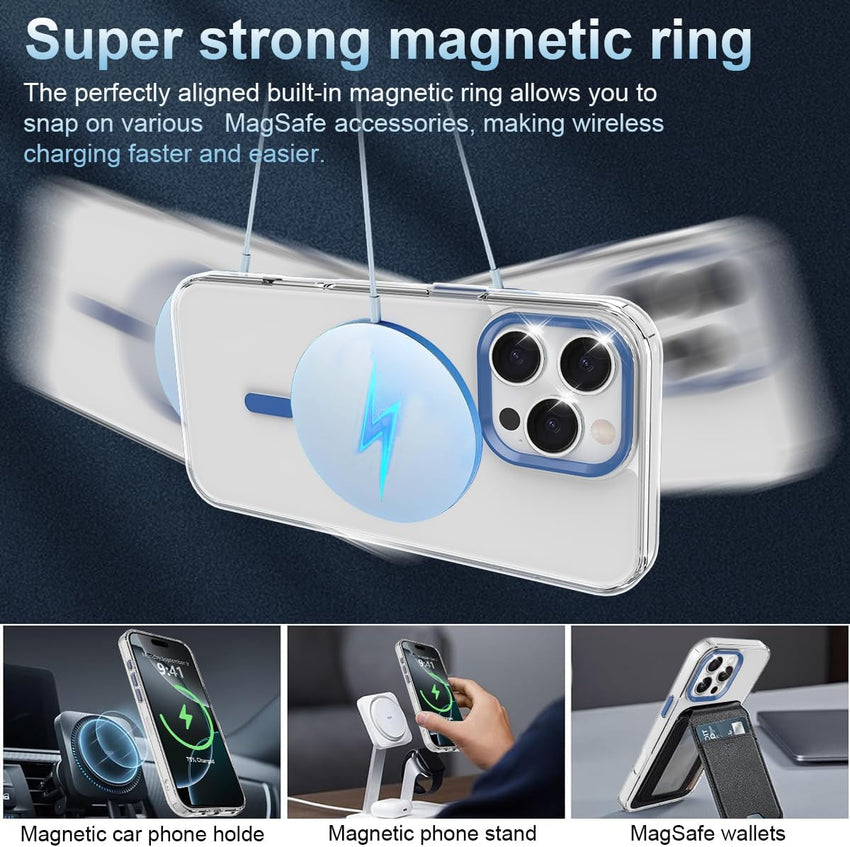 Garegce Magnetic Case for iPhone 16 Pro, Compatible with MagSafe Wireless Charging, Shockproof [Anti-Yellow] Scratch-Resistant TPU + Hard PC Cover Case for iPhone 16 Pro 6,3", Blue