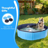 Nobleza Dog Pool Extra Large Foldable Pet Dog Paddling Swimming Pool for Dogs Puppy Portable PVC Non-Slip Outdoor Dogs Bathing Tub for Garden Patio Bathroom 160x30cm Blue