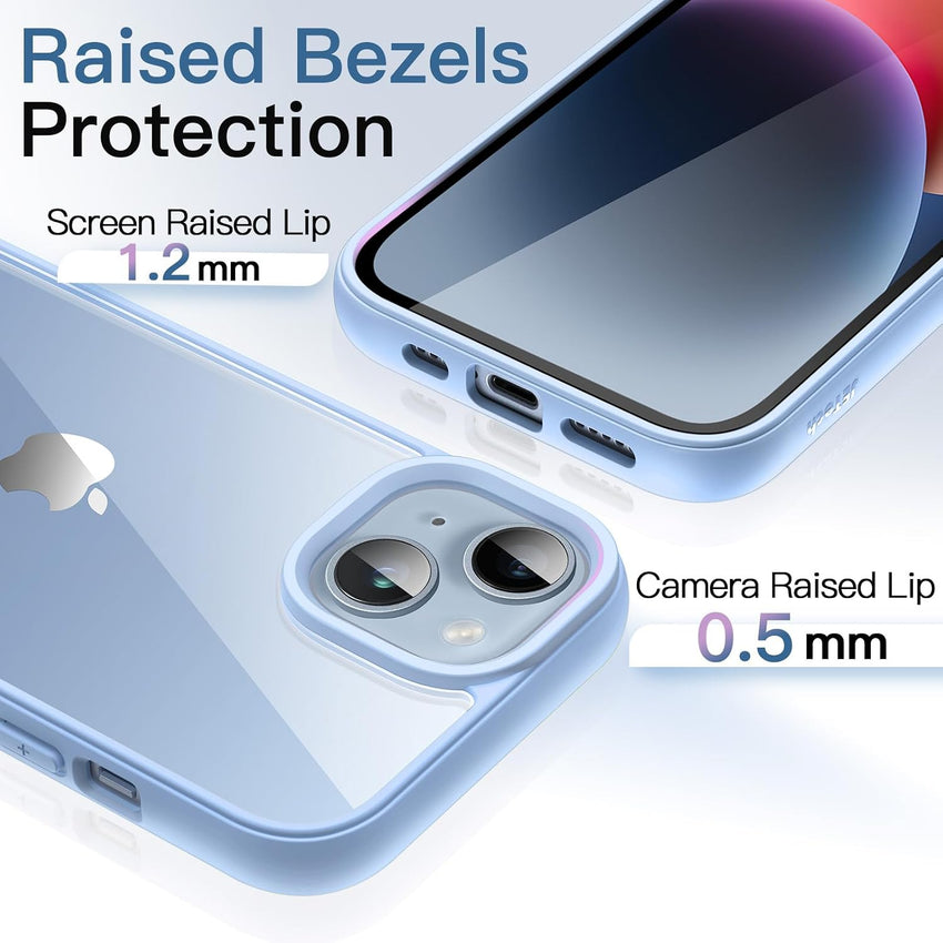 JETech Case for iPhone 14 6.1-Inch, Shockproof Phone Bumper Cover, Solid Color Matte TPU Frame, Anti-Scratch Clear Back (Light Blue)