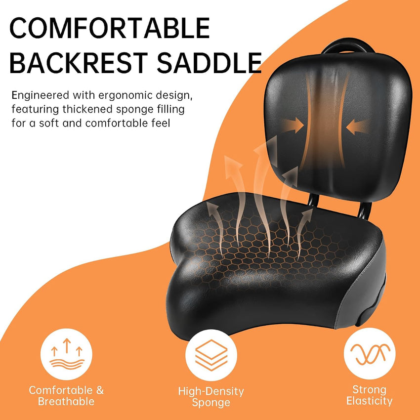 Aresvns Oversized Bicycle Saddle, Comfortable Leather City Bike Saddles Filled with Latex, Replacement Soft Rear Seat Cushion for Bikes, Universally Suitable for Both Men and Women