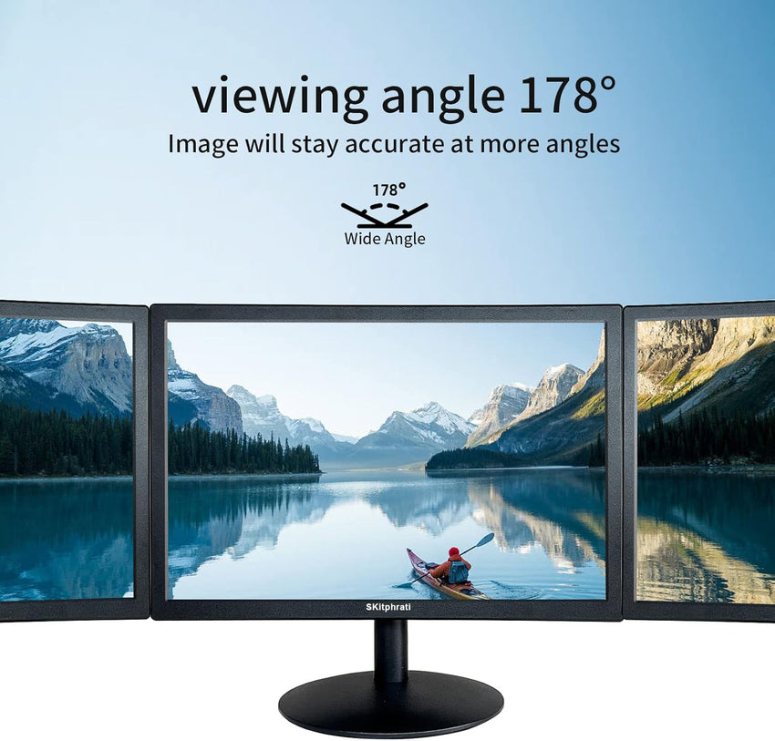 SKitphrati 20 Inch PC Monitor 1600x900 75Hz 5MS HDMI Monitor LED Monitor with HDMI VGA, Viewing Angle 95Â° (Horizontal), 76% sRGB, VESA, TN Panel, Black