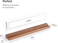 MÖNKE Vinyl Record Wall Mount - an Elegant Display Ledge Made from Solid Wood - This Vinyl Record Shelf Will Hold Records of Any Size (Walnut)