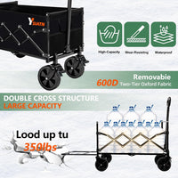 Trolley on Wheels 100L All-Terrain Folding Wagon with Adjustable Handle â Black