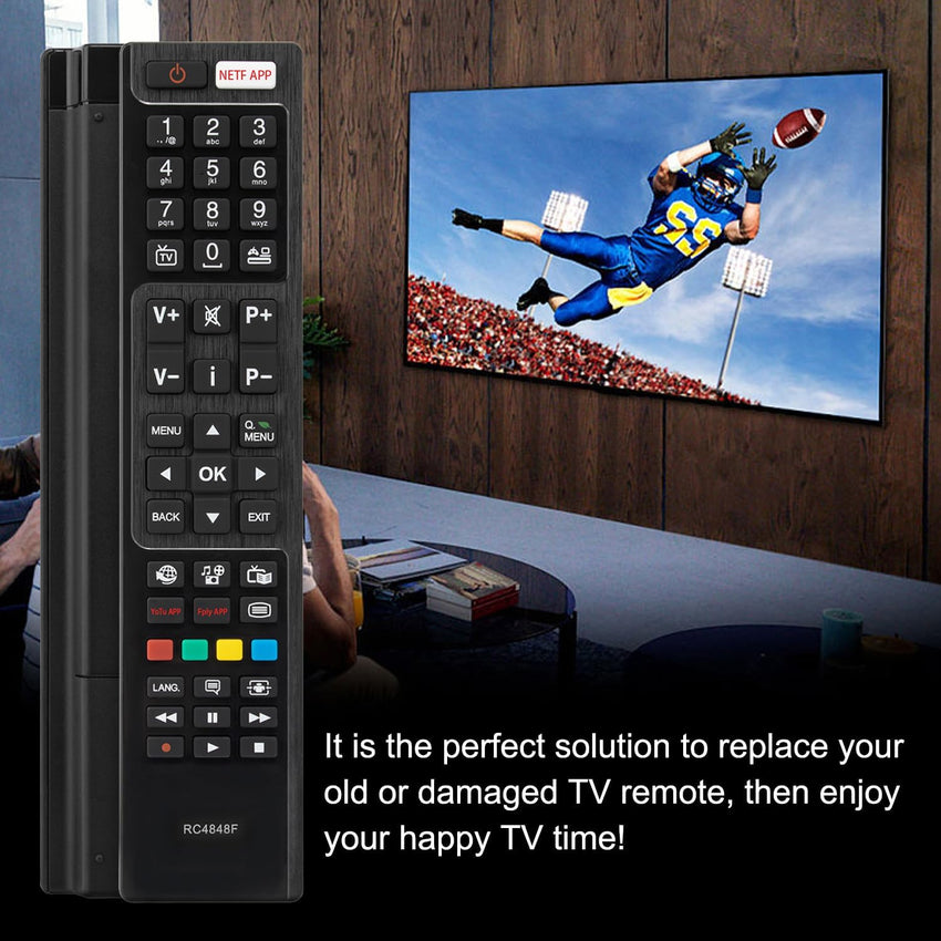 Universal Replacement RC4848F Remote Control INCLUDING BATTERIES. Hitachi/Polaroid/Luxor/Bush Smart TV Remote Control, with 3 Popular Shortcut Buttons - No Setup Required, No Instructions