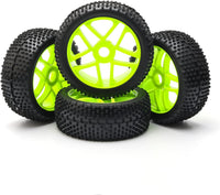 Pxyelec 17mm Buggy Wheel Tires Pack of 4 Rubber Tyres for 1:8 Scale RC Car â Green