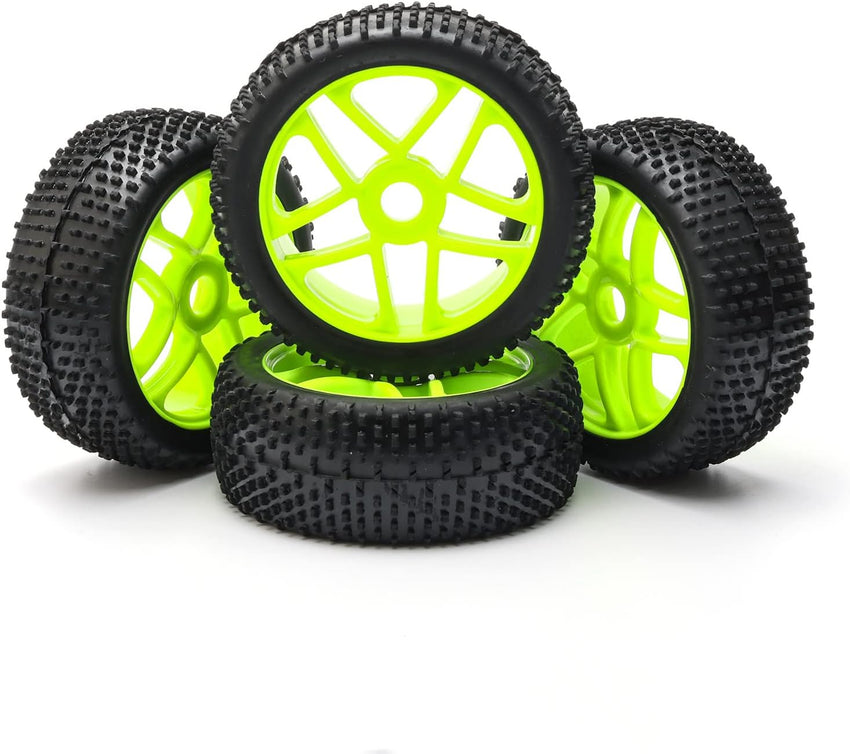Pxyelec 17mm Buggy Wheel Tires Pack of 4 Rubber Tyres for 1:8 Scale RC Car â Green
