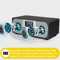Lemega MSY6 Walnut CD Player With DAB+ and FM Radio | HIFI System | Bluetooth | Powerful Stereo System | Acoustic Wood Cabinet | 100W Speakers | 40 Presets | Headphone Jack