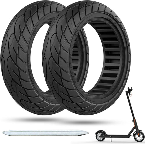 Solid Scooter Tyres 10x2.5 Puncture-Proof 2 Pack Compatible Ninebot Max G30/G30LP Black 10x2.5