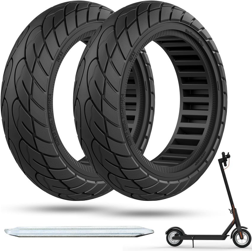 Solid Scooter Tyres 10x2.5 Puncture-Proof 2 Pack Compatible Ninebot Max G30/G30LP Black 10x2.5