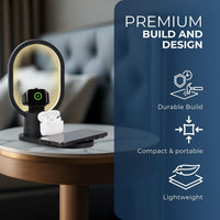 iN 3-in-1 Wireless Charging Station with Night Lamp for Apple Devices | Travel Stand, Fast Charger for iPhone16/15/14/13/12/11 | MagSafe Magnetic Charger for Apple Watch,AirPods,Fast Charge