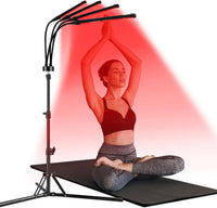 Red Light Lamp, 180LEDs Blue Light & Infrared Light with Stand, 415nm & 660nm & 850nm Infrared Light, 4 Heads Infrared Lamp with 3 Timing Settings, for Home Use